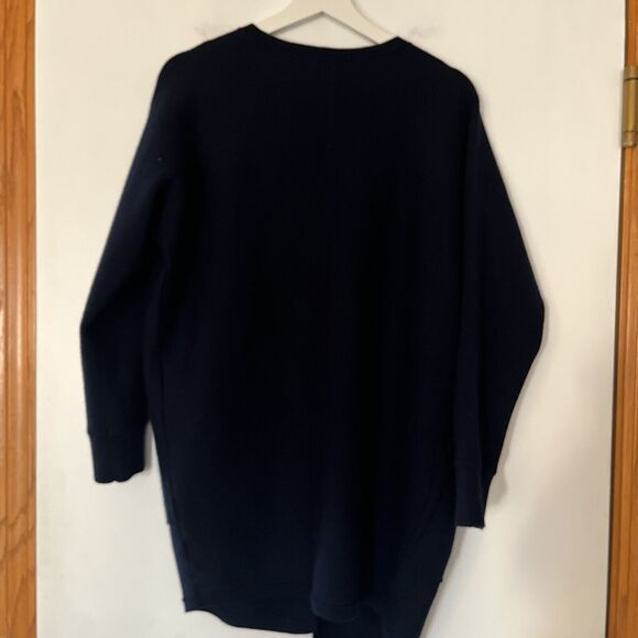 Athleta Wool Blend Open Front Sweater Cardigan Women Size XS Oversized Navy Blue - Picture 4 of 14